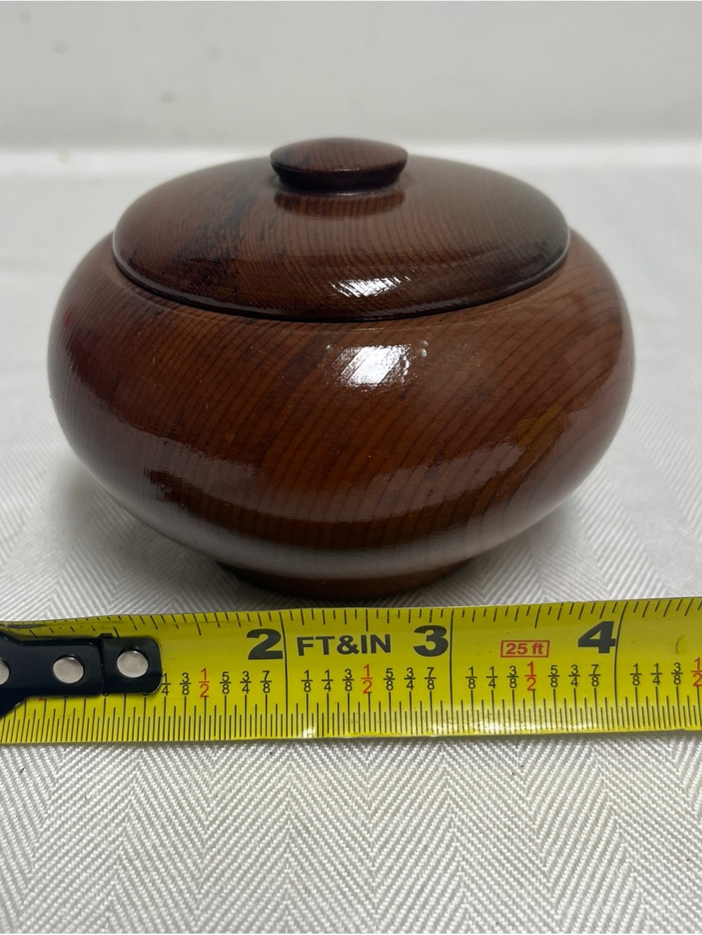Vintage California Sequoia burl wood round trinket box Kings Canyon Park